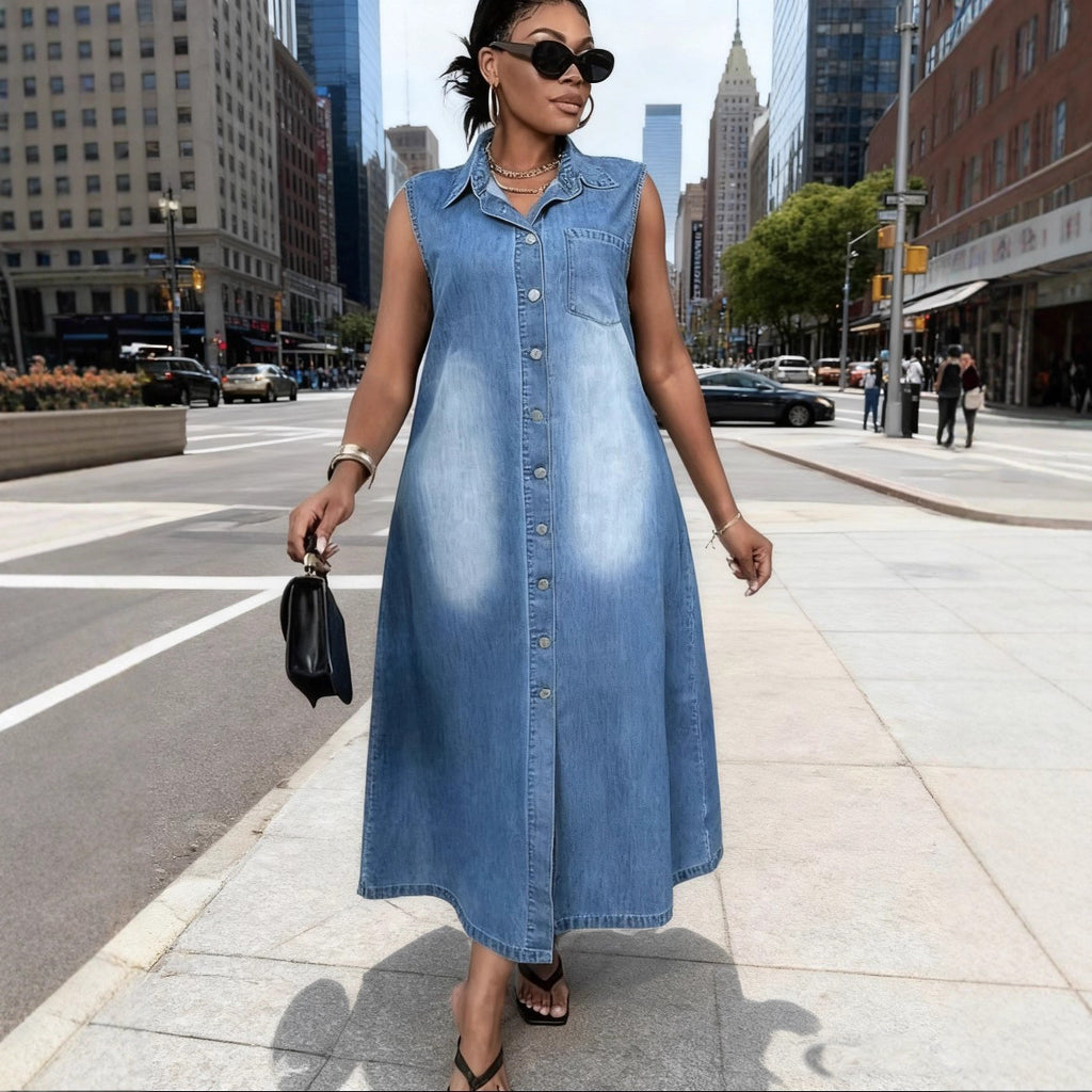 Ärmelloses Jeanskleid für Damen | LuxeStyle