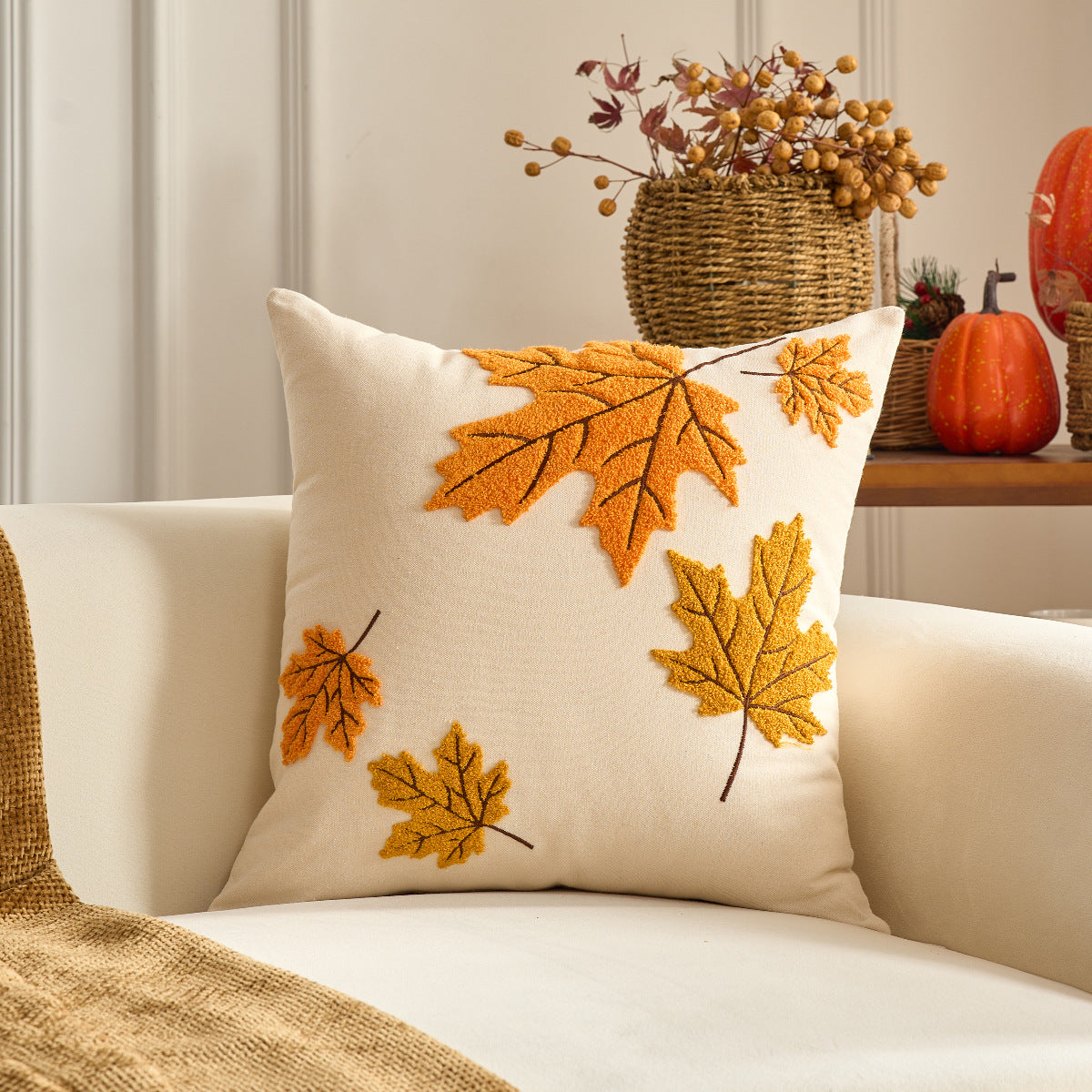 Herbstkissenbezüge mit Kürbismuster