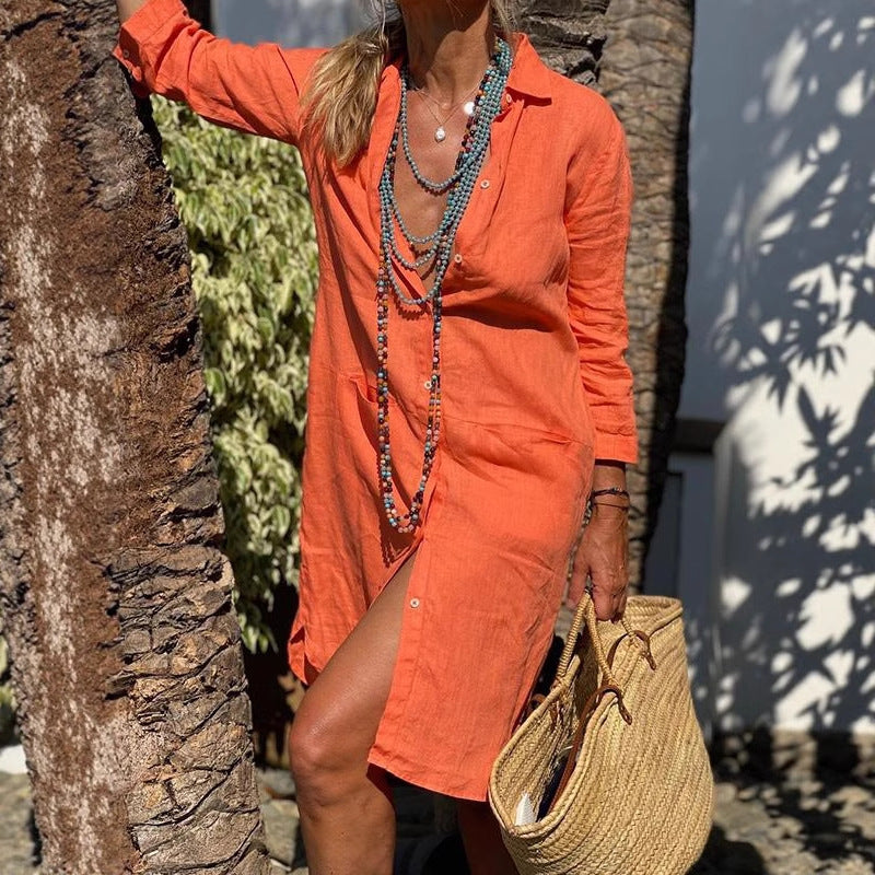 A-Linien Blusenkleid mit 3/4-Ärmeln – Bild 3 | LuxeStyle