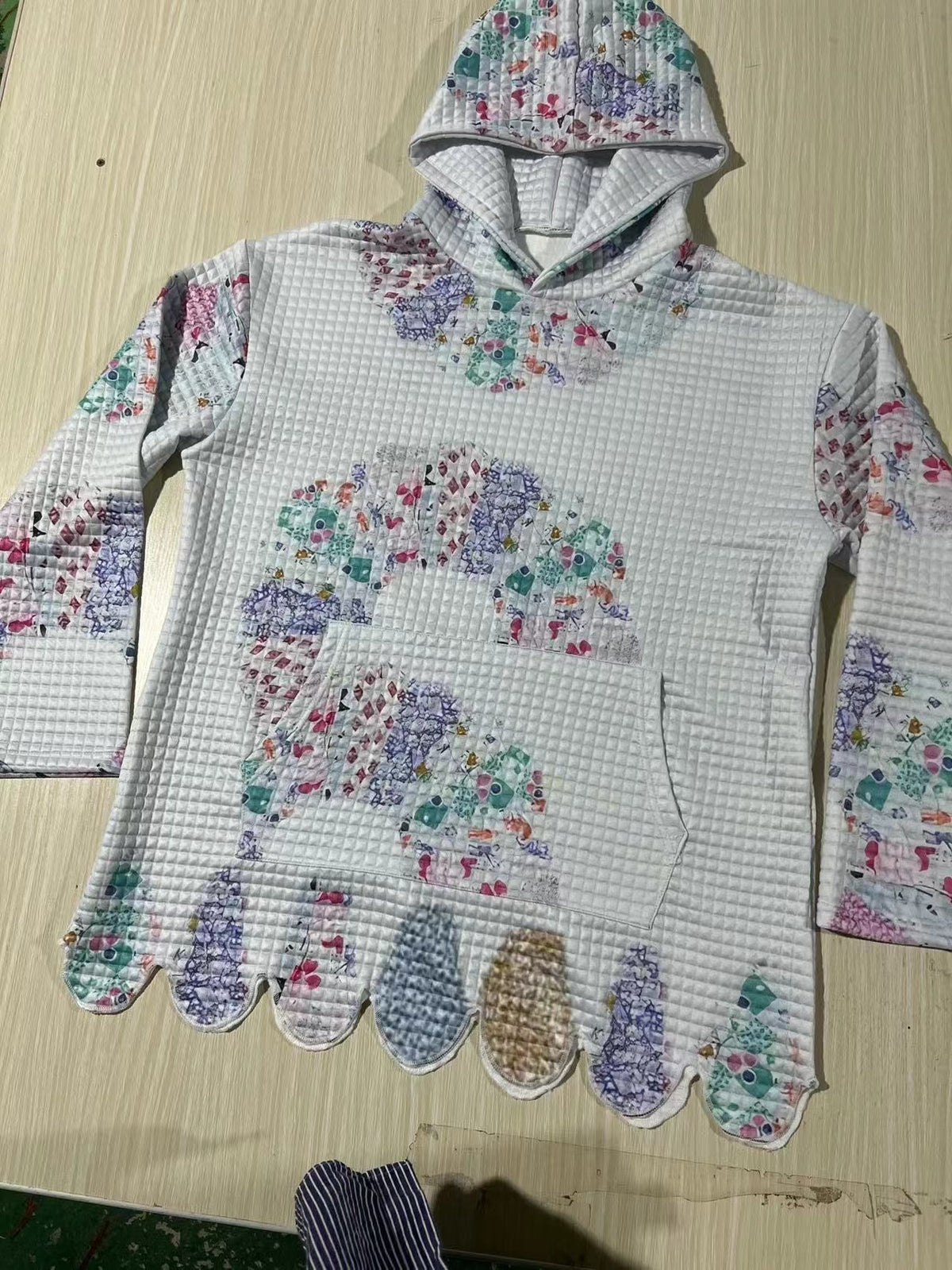 Damen Karo-Print-Hoodie