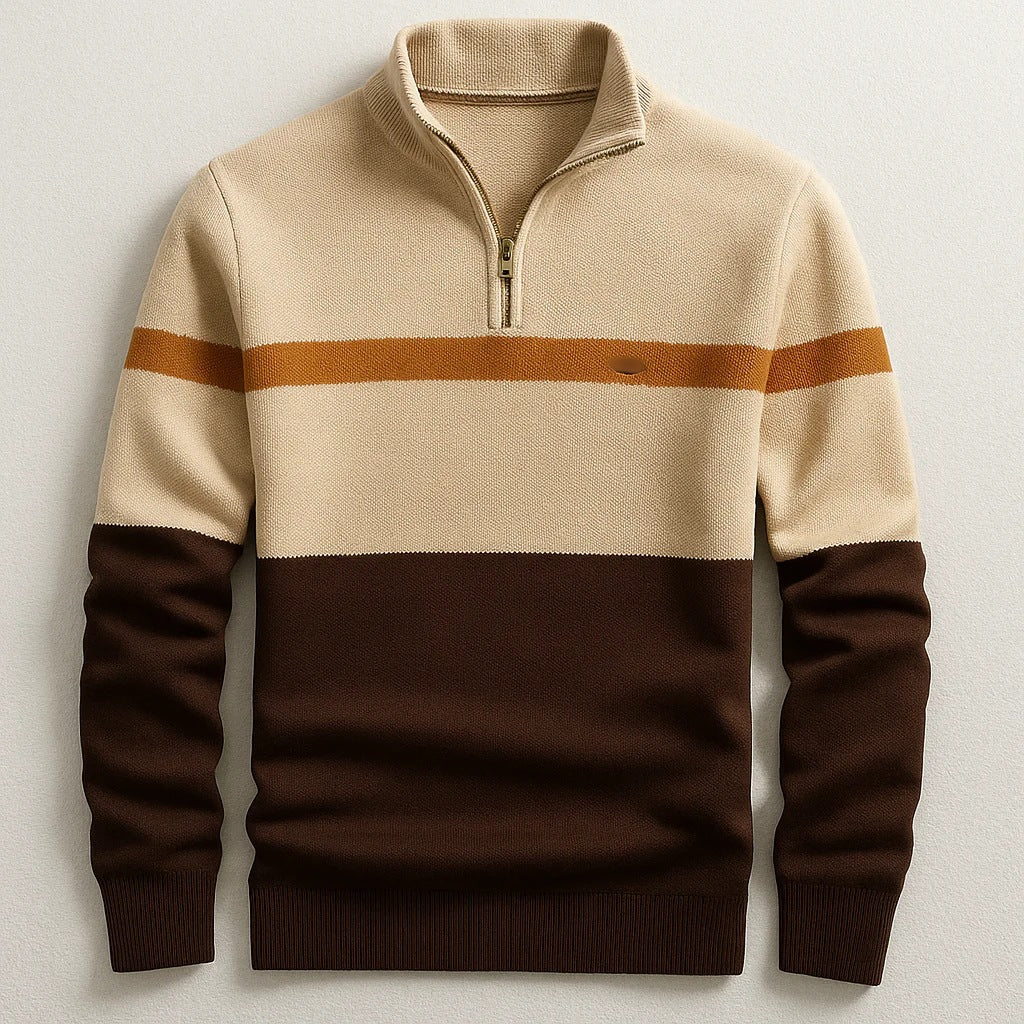Herren Strickpullover mit Stehkragen und Half-Zip