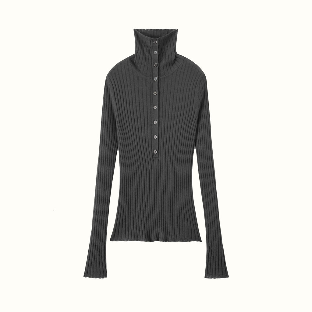 Ribbed Chunky Turtleneck Cashmere Pullover Damen Slim Fit