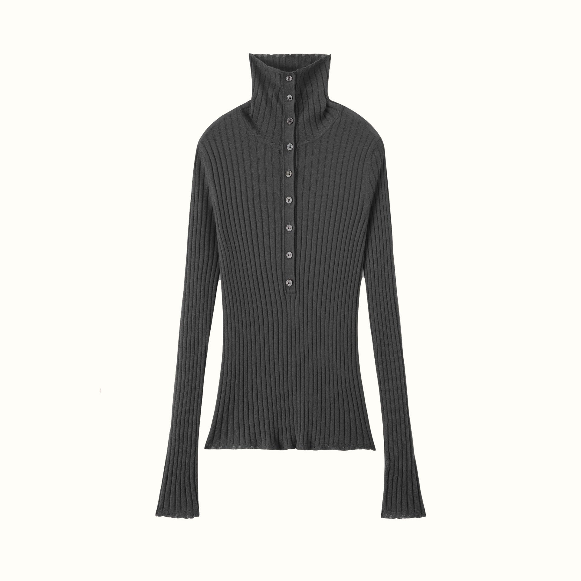 Ribbed Chunky Turtleneck Cashmere Pullover Damen Slim Fit