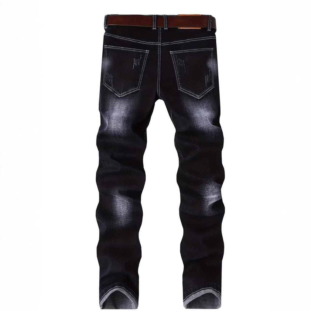 Stretch-Denim Jeans mit Rissen und Stickerei