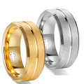 Wolframstahlring mit Gold-Finish und Sandstrahl-Rillen | LuxeStyle