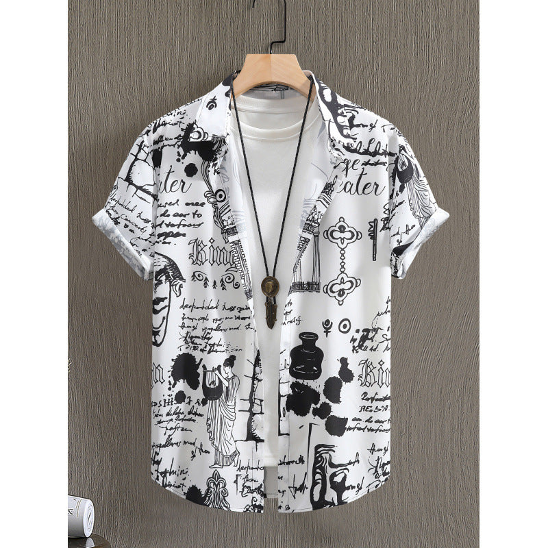 Herren-Bluse mit floralem Druck