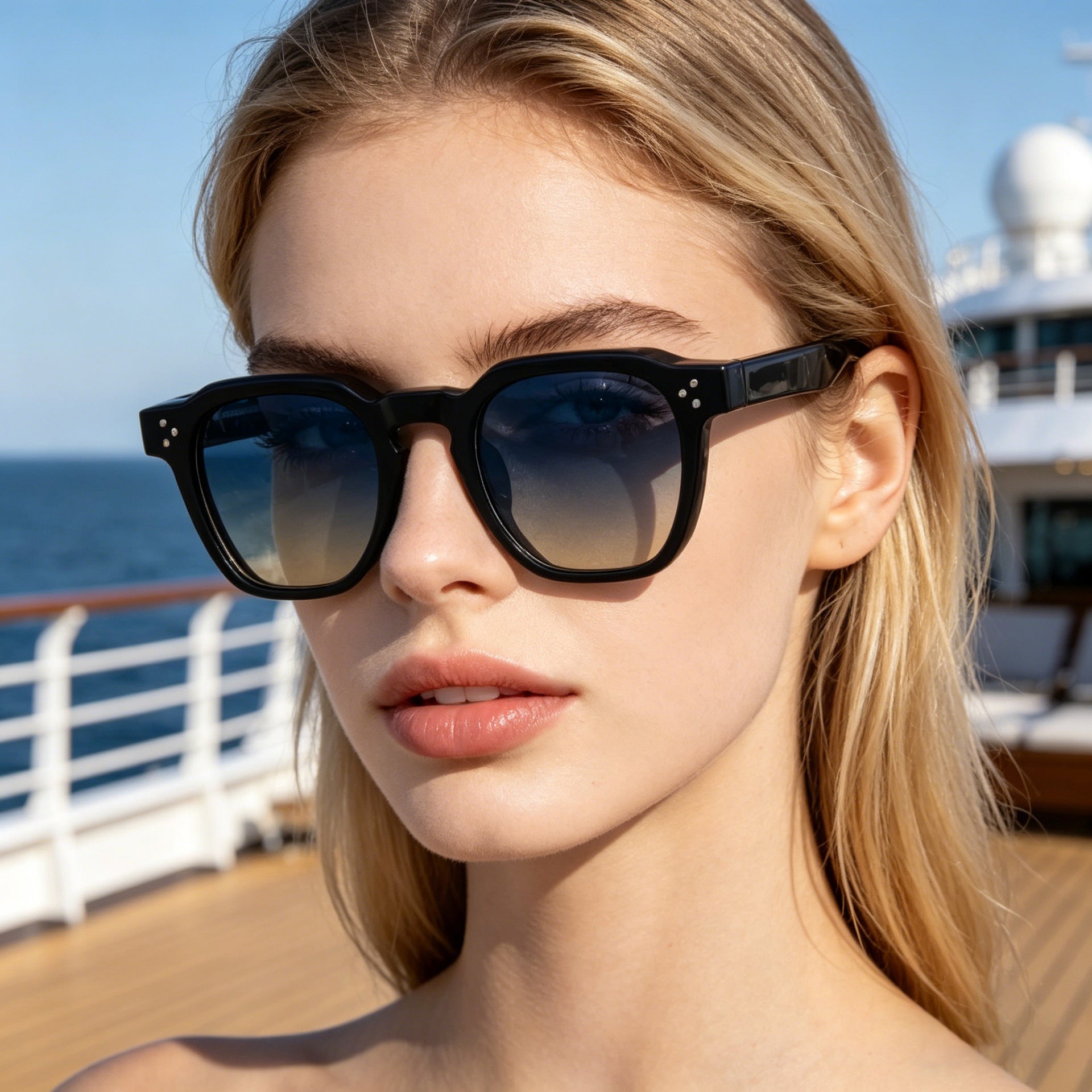 Trendige kleine quadratische Sonnenbrille – Ansicht 4
