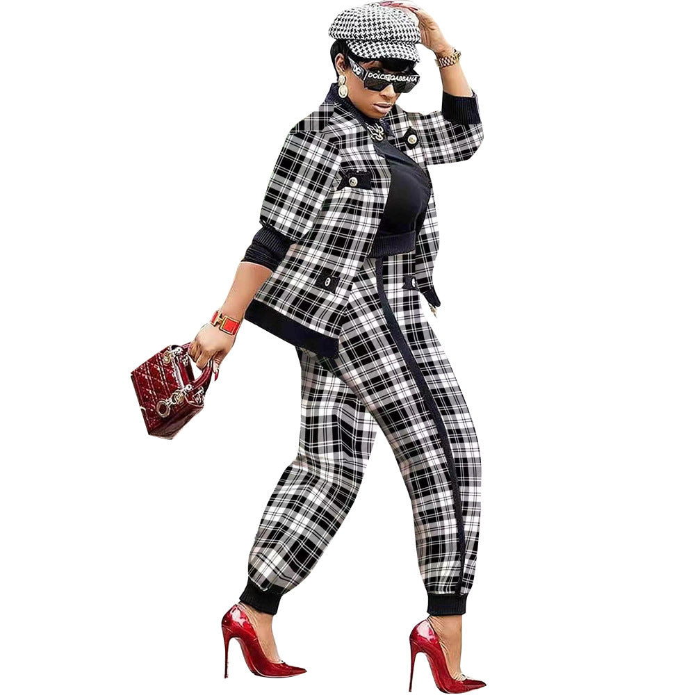 Houndstooth-Set: Jacke und Hose