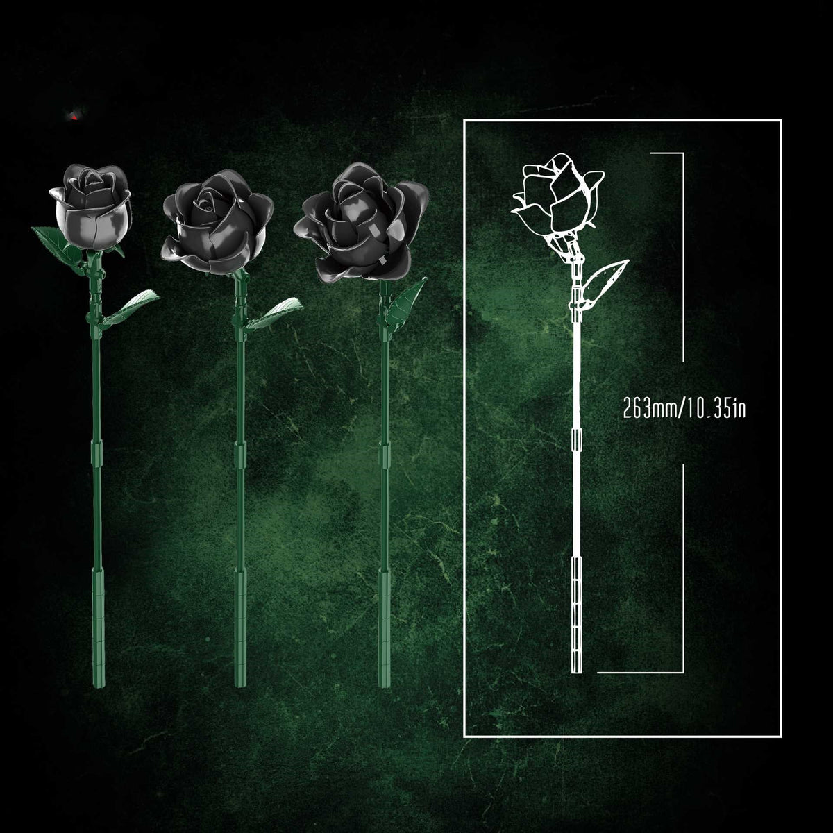 Bausteine Schwarze Rose Simulation Bouquet – Bild 2 | LuxeStyle