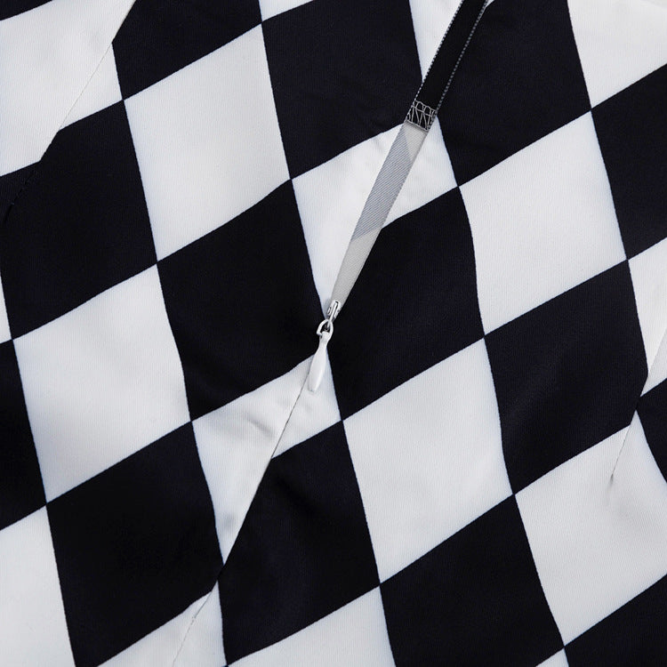 Diamond Check Crop Top & Mermaid Maxi Rock Set