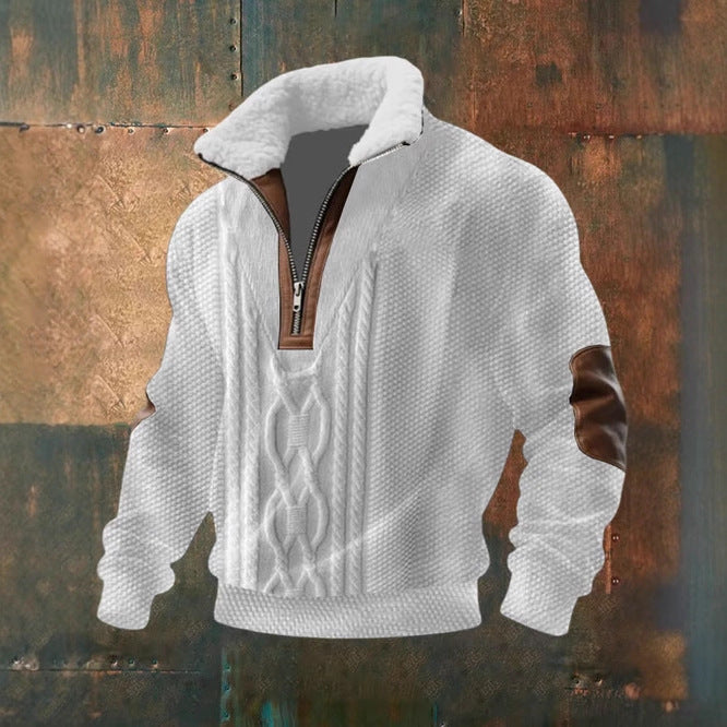 Herren Kapuzenpullover mit Fellkragen und Digitalprint