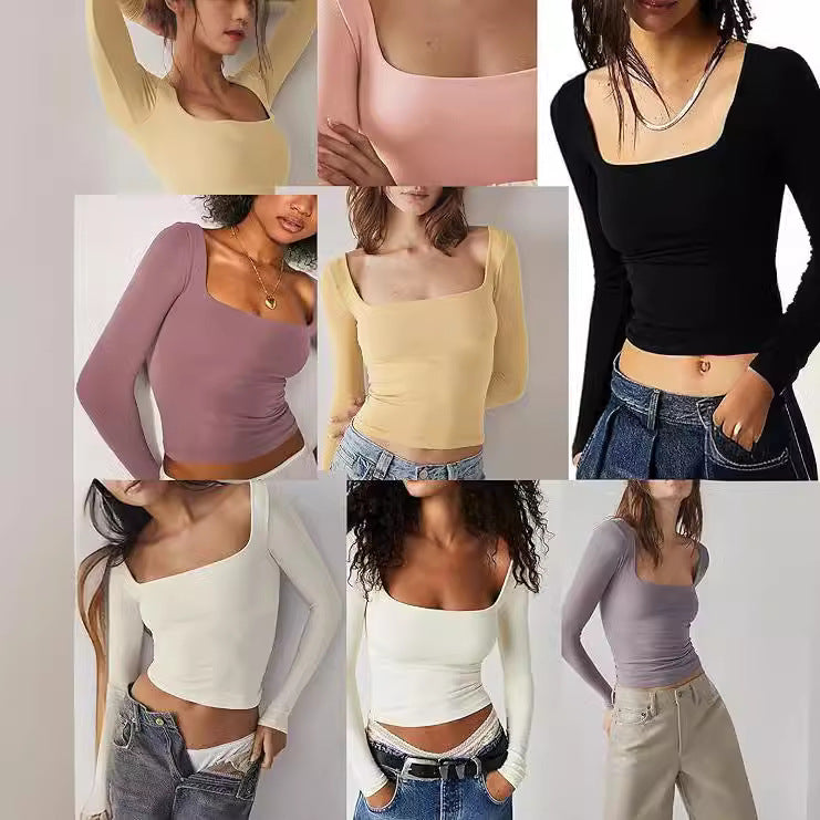 Square Neck Langarmshirt aus Milk Silk – Ansicht 8