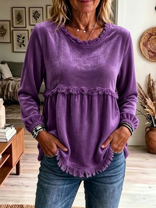 Langarmshirt mit Spitzenbesatz