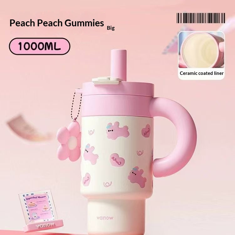 Grosskapazitäts-Wasserflasche mit Strohhalm