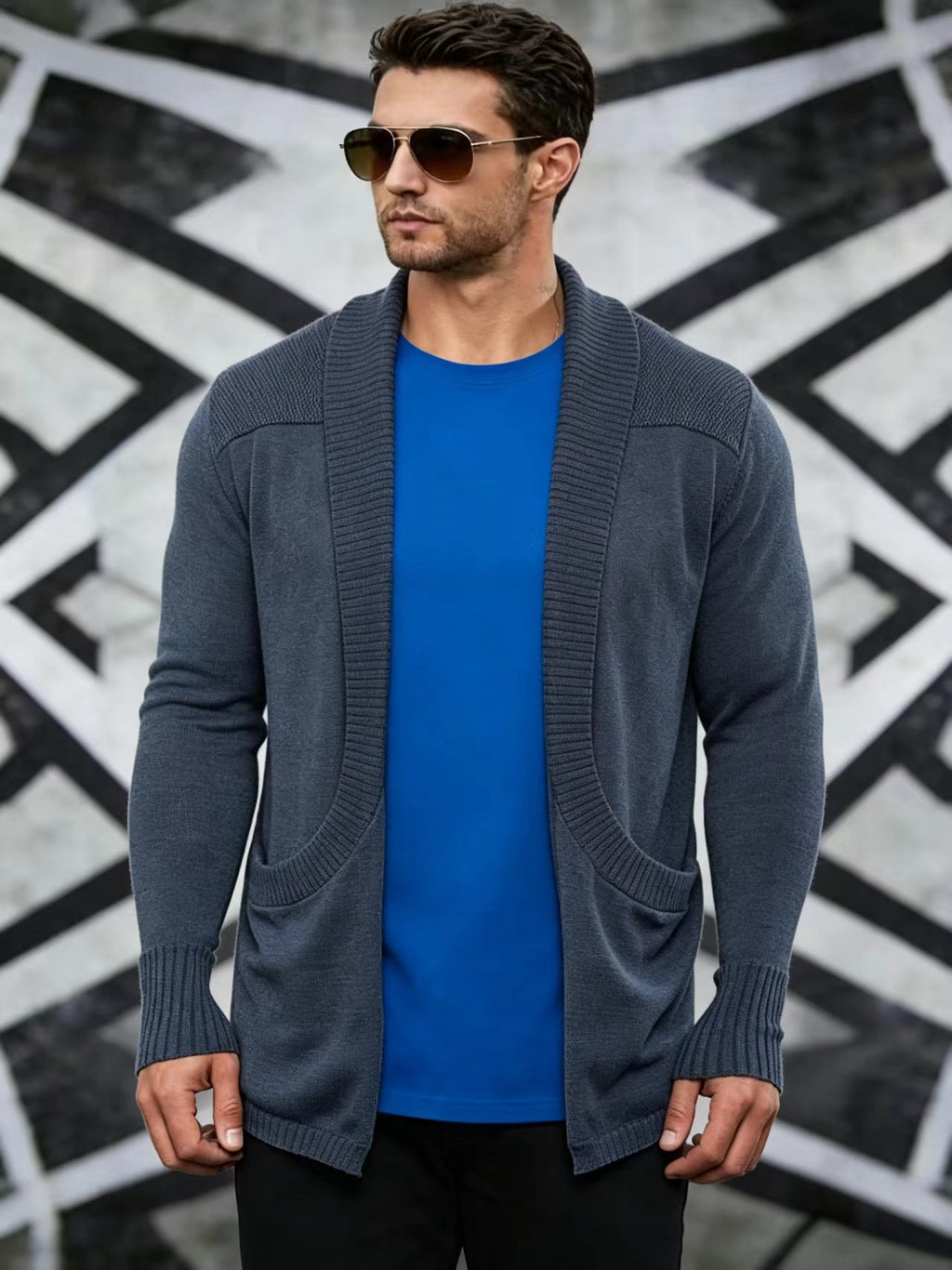 Herren Strick-Cardigan mit Schalkragen