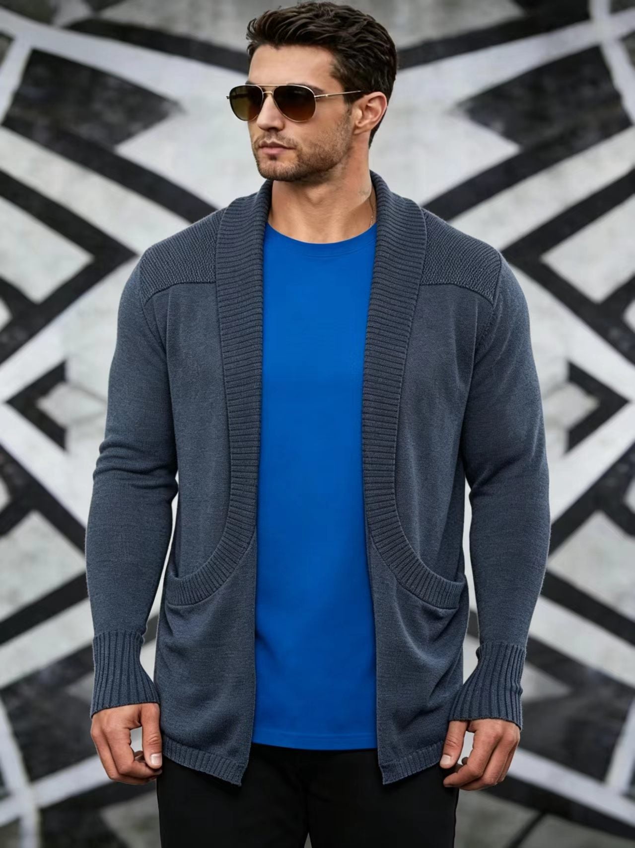Herren Strick-Cardigan mit Schalkragen