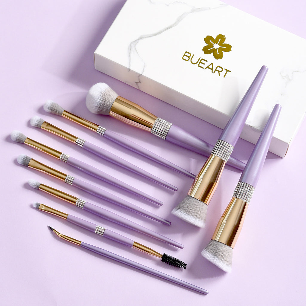 10 Make-up Pinsel-Set Flieder-Lila mit Diamant – Bild 7 | LuxeStyle