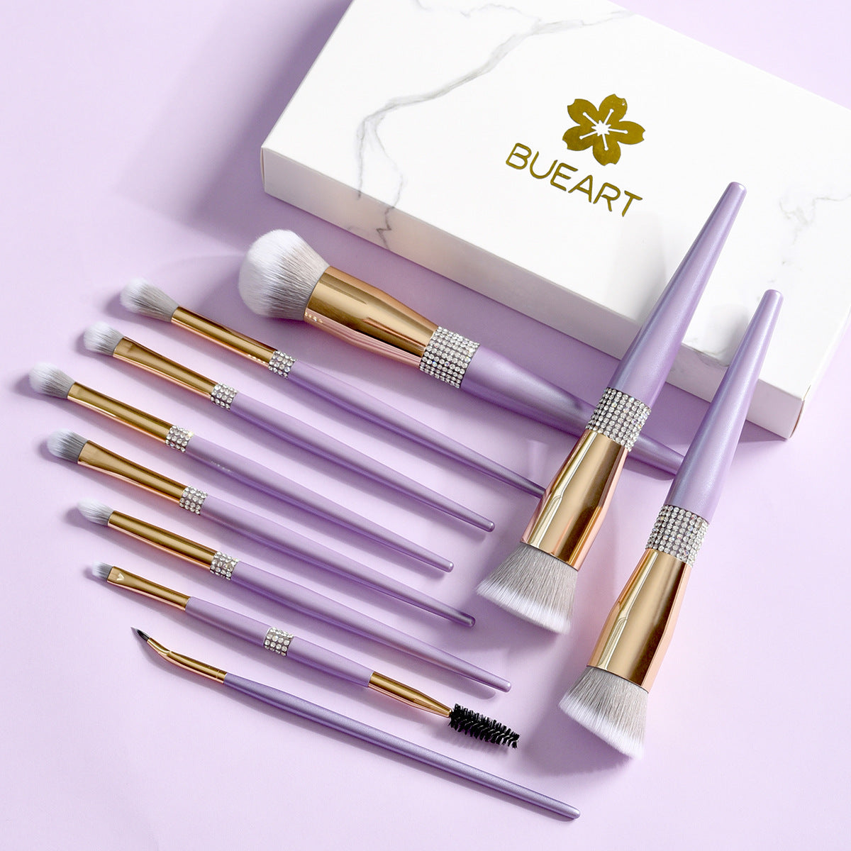 10 Make-up Pinsel-Set Flieder-Lila mit Diamant – Bild 7 | LuxeStyle