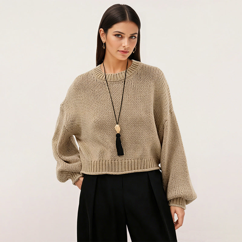 Strickpullover Rundhals Loose-Fit Damen