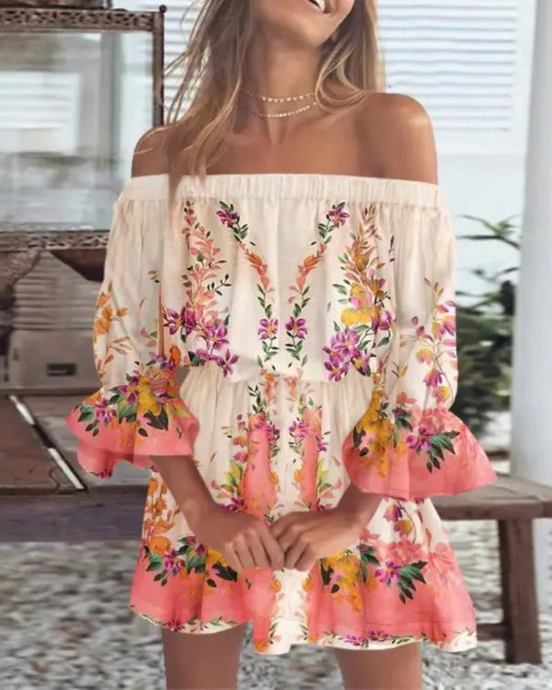 Elegantes Off-Shoulder Print-Kleid – Bild 4 | LuxeStyle