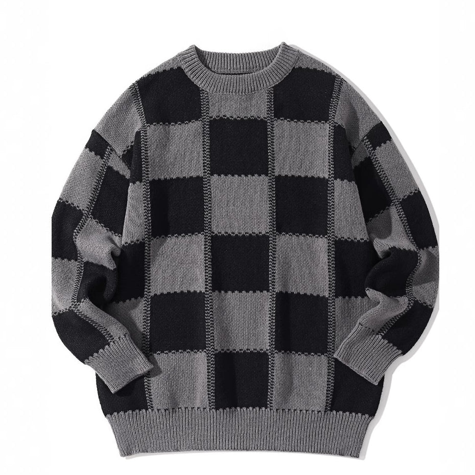 Retro Sweater Herren Crew Neck Chunky Knit