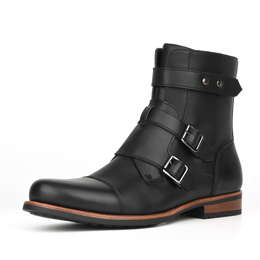 Vintage Denim Boots mit Metallschnalle
