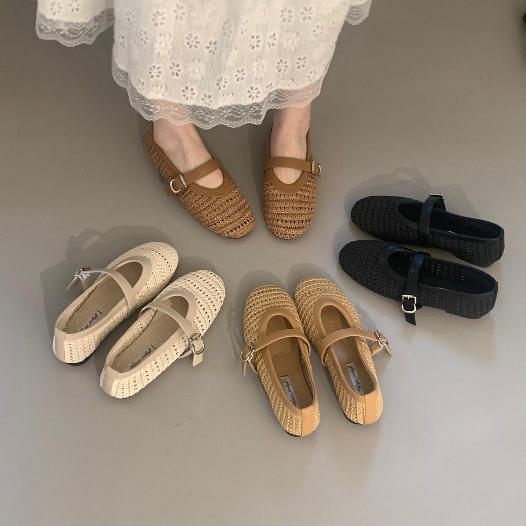 Retro-Balletflats mit Hohlprägung