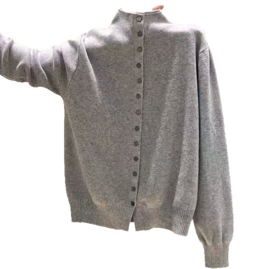 Strick-Cardigan mit Stehkragen