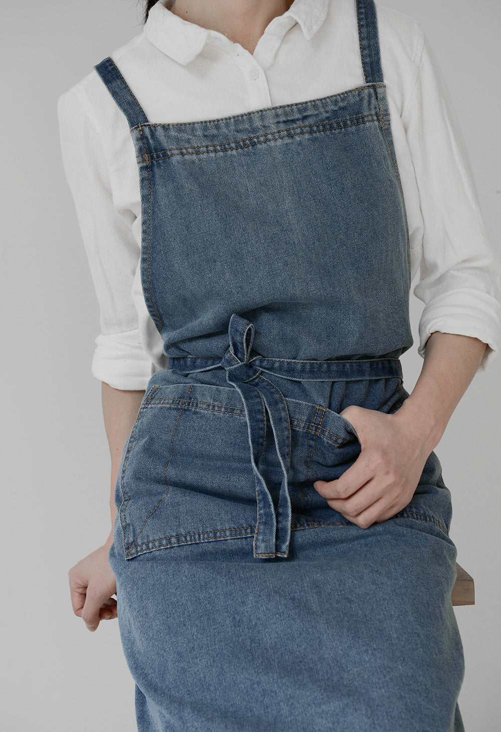 Baumwoll-Schürze aus Denim-Canvas – Bild 10 | LuxeStyle