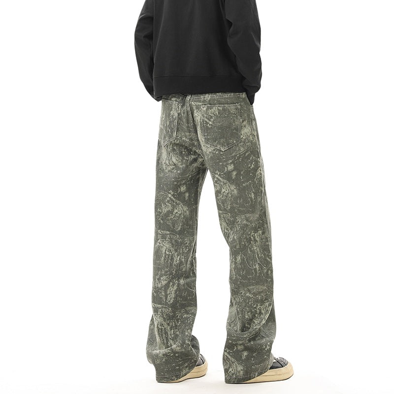 Retro Tie-Dye Camouflage Denim Hose für Herren