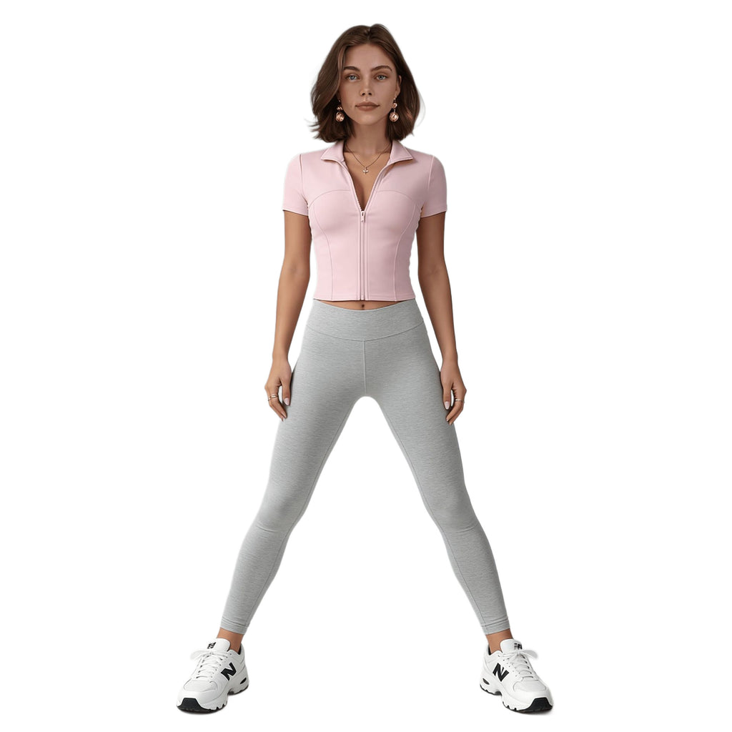 Damen Langarm Yoga Top mit Reissverschluss