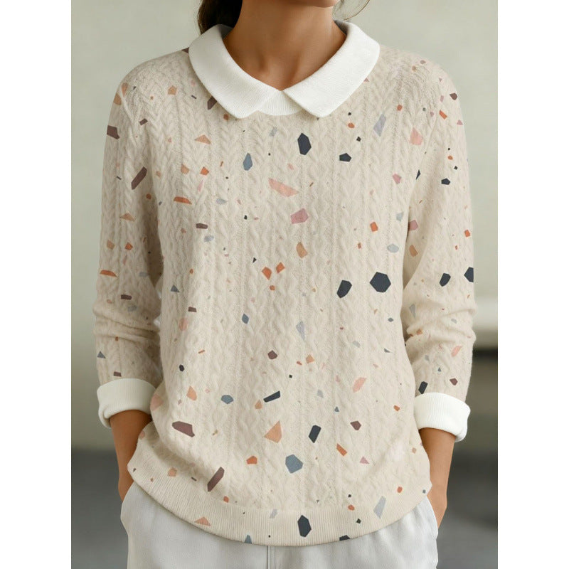 Bedrucktes Langarmshirt mit Reverskragen