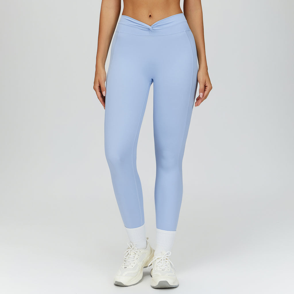High-Waist Fitnesshose mit gedrehten Falten