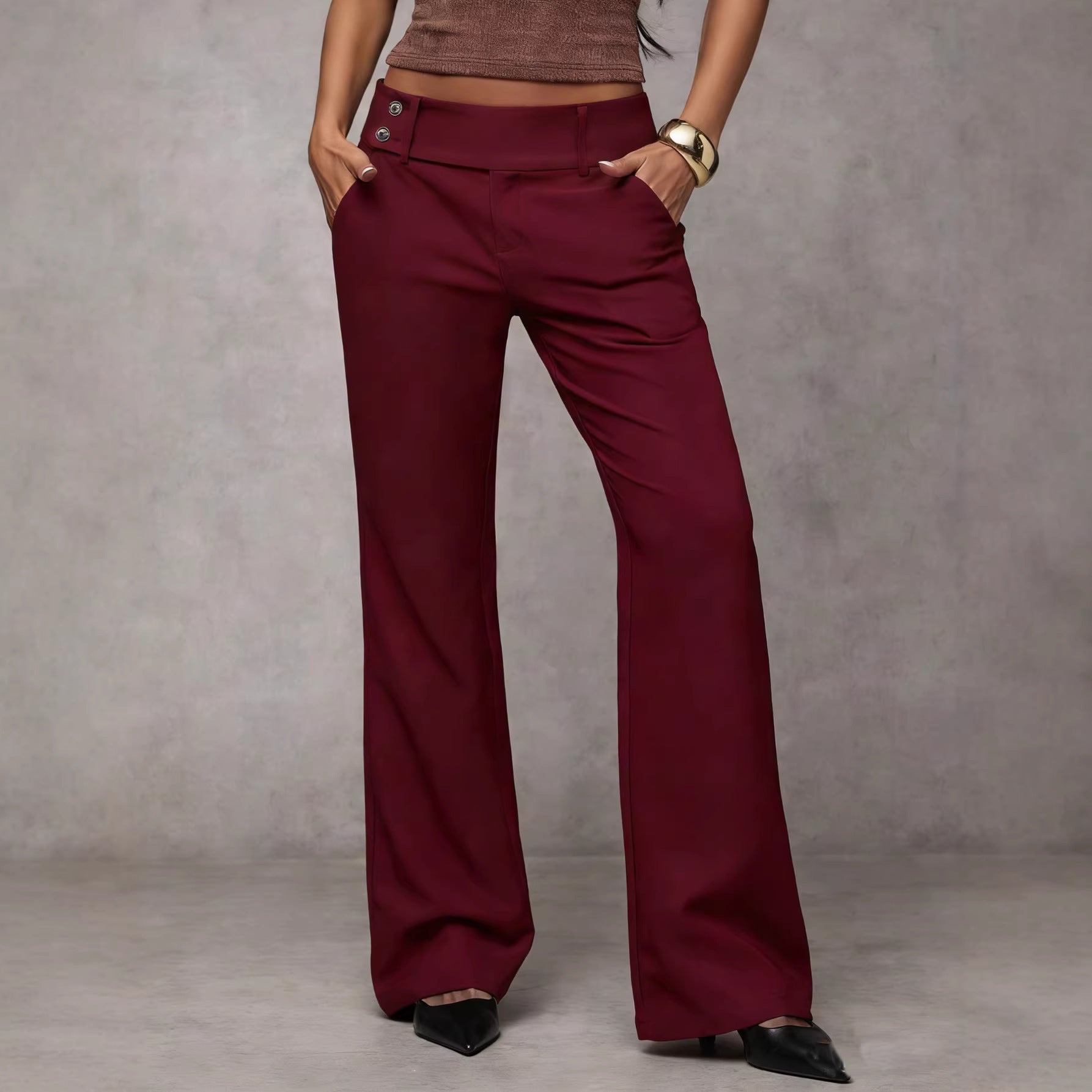 Elegante High-Waist Business-Hose mit Knopfdetails