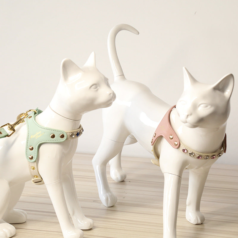 PU-Leder Brustgeschirr-Set mit Strass für Hunde & Katzen – Bild 6 | LuxeStyle
