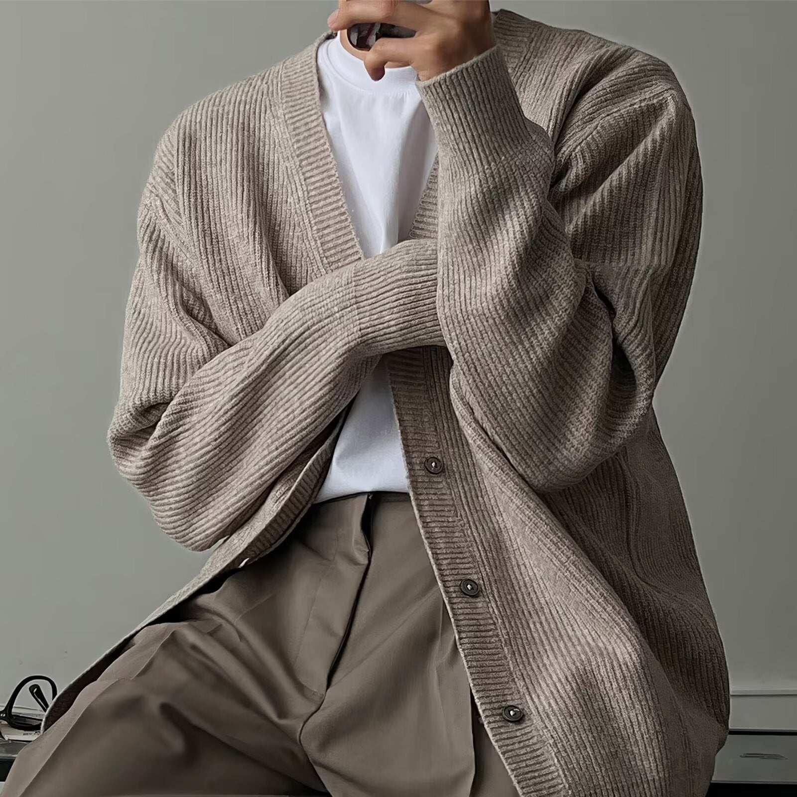 Herren Loose-Fit V-Neck Pullover