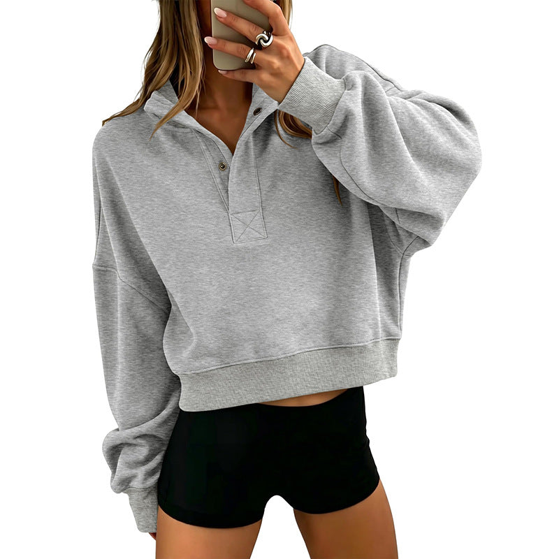 Relaxed Hoodie mit Knopfleiste
