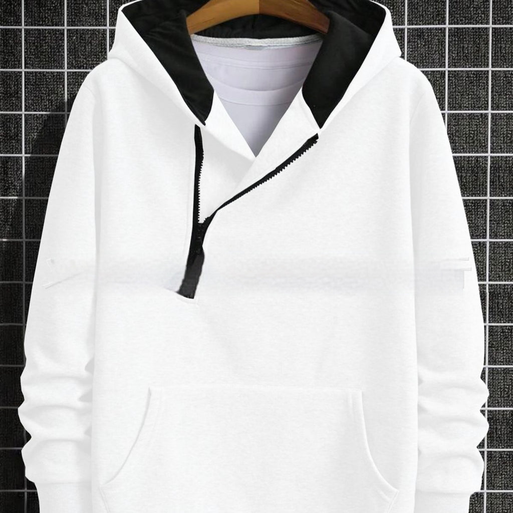 Color-Block Kapuzenpullover mit Half-Zip