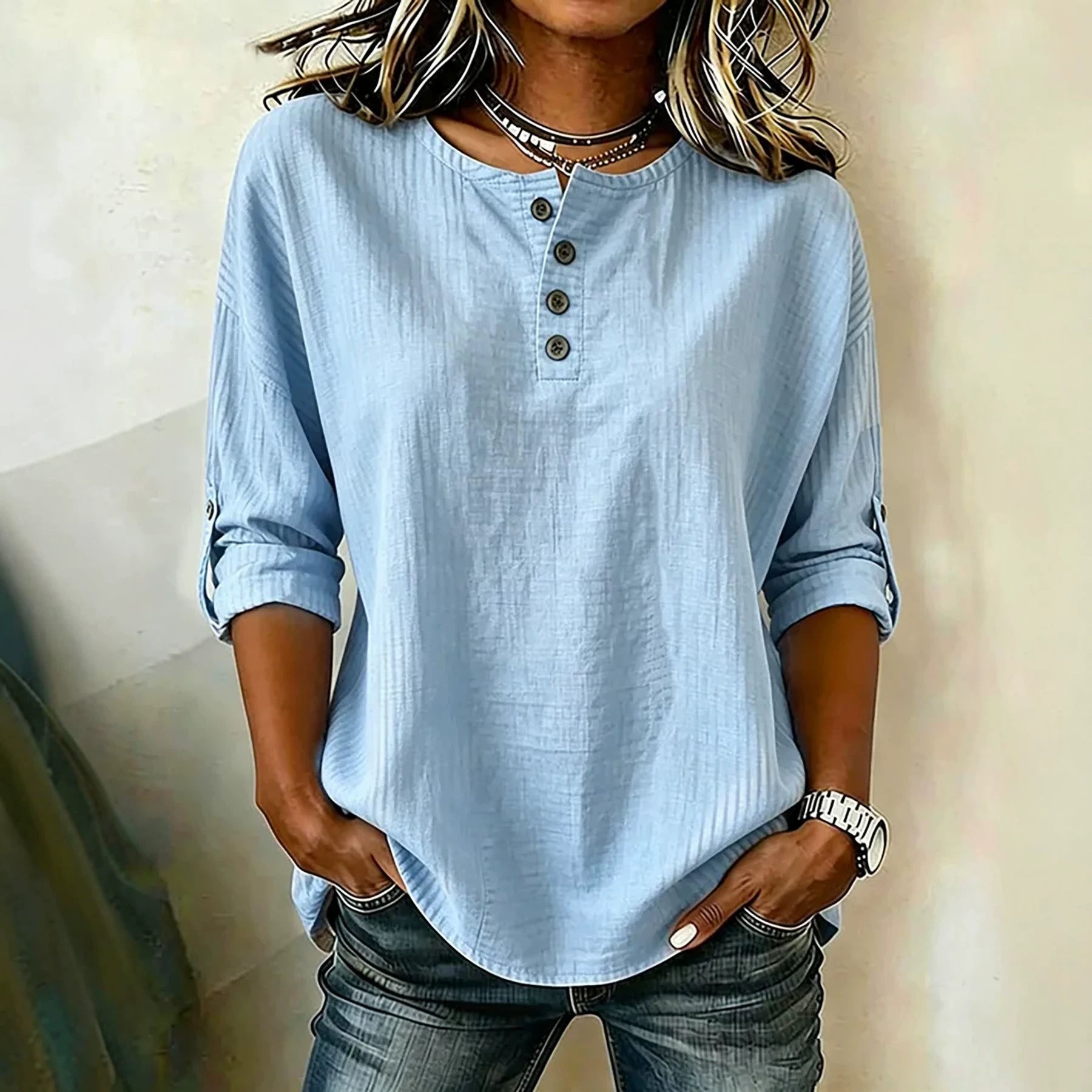 Damen Atmungsaktives 3/4-Arm-Shirt mit Manschetten
