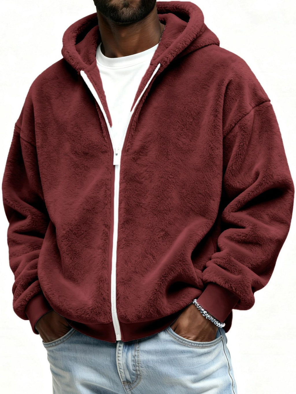 Wende-Fleecejacke mit Kapuze
