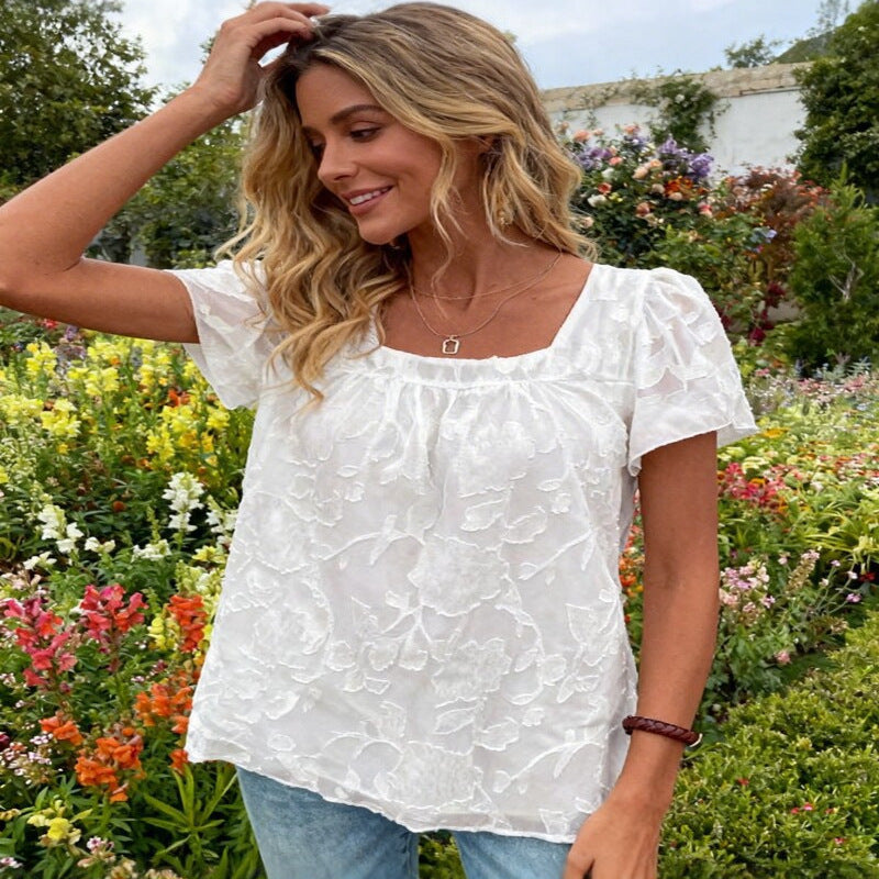 Chiffon-Bluse mit quadr. Ausschnitt, locker sitzend, doppellagig – Bild 4 | LuxeStyle
