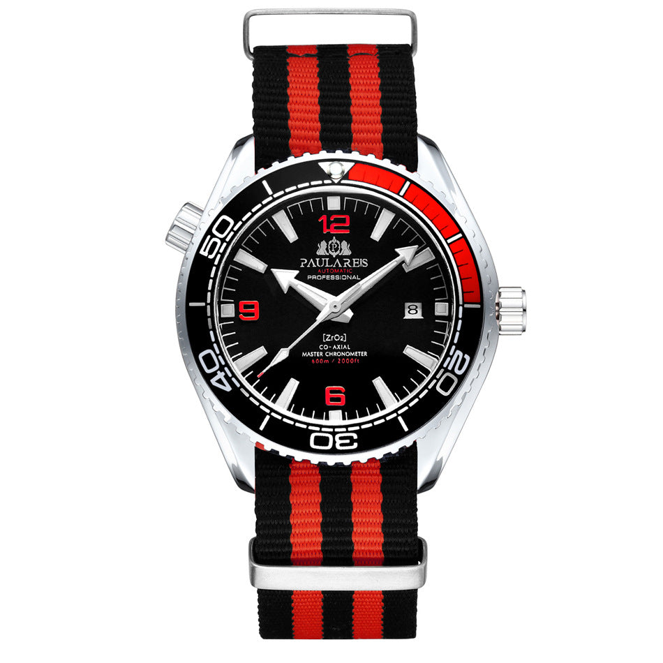 Automatische Herrenuhr mit Leuchtzeigern und Canvas-Armband