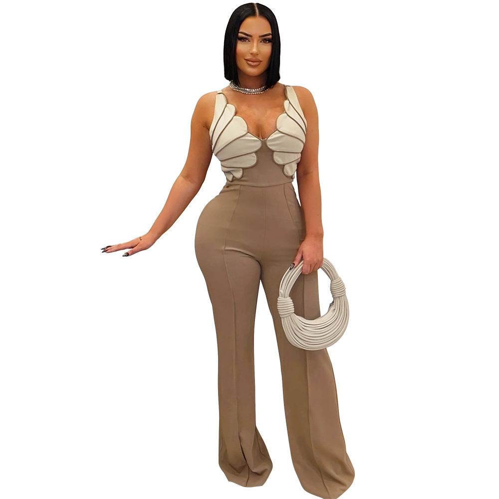 Eleganter ärmelloser Jumpsuit mit V-Ausschnitt