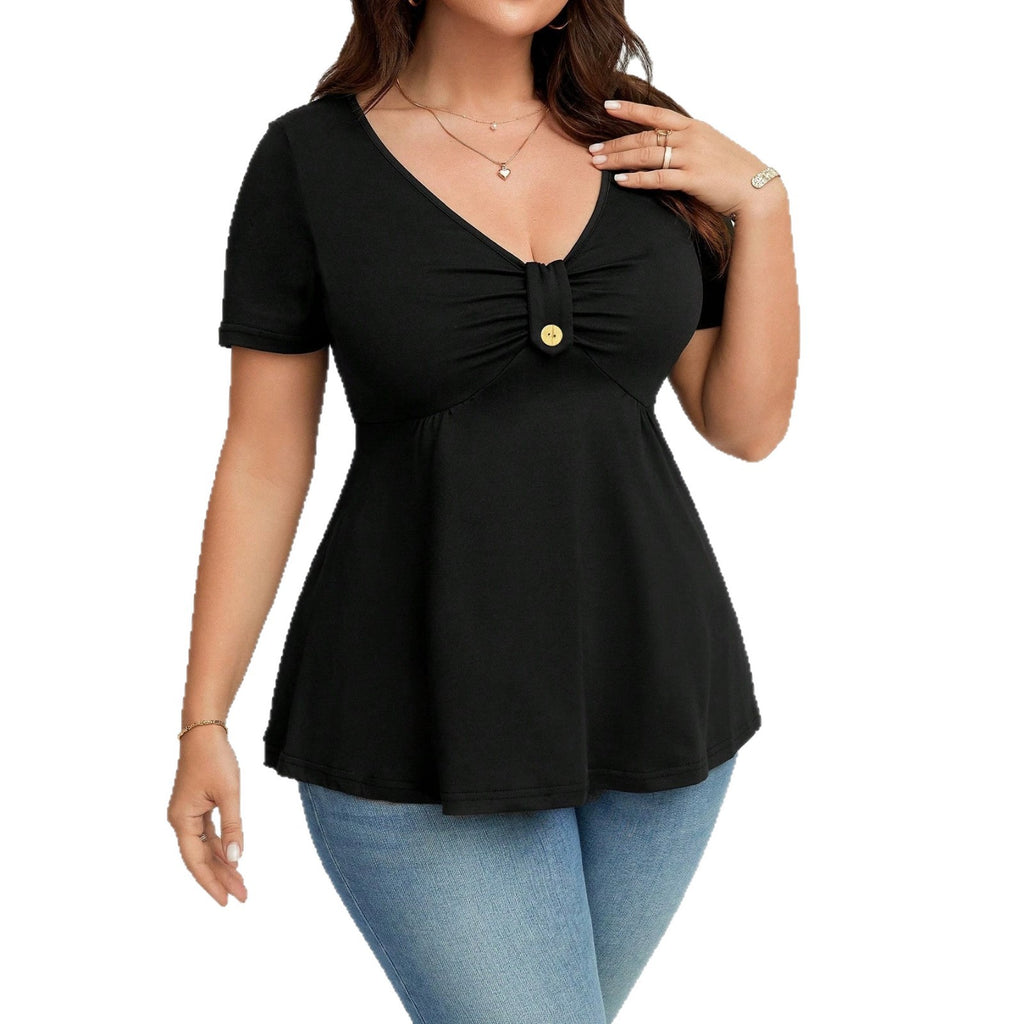 Elegantes V-Neck Top mit Schnallendetail