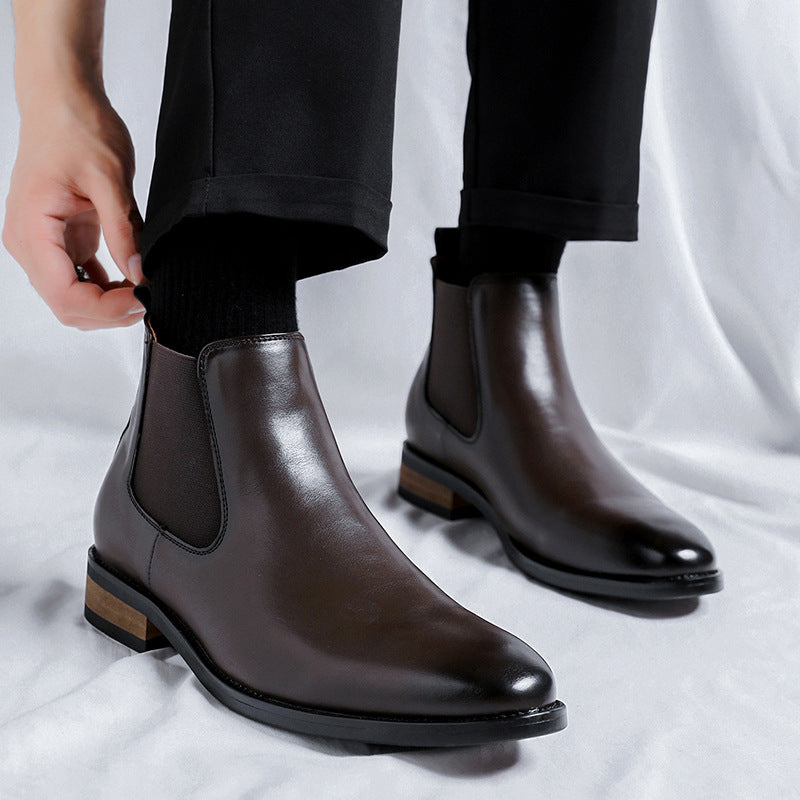 Herren High-Top Lederstiefel mit spitzer Kappe