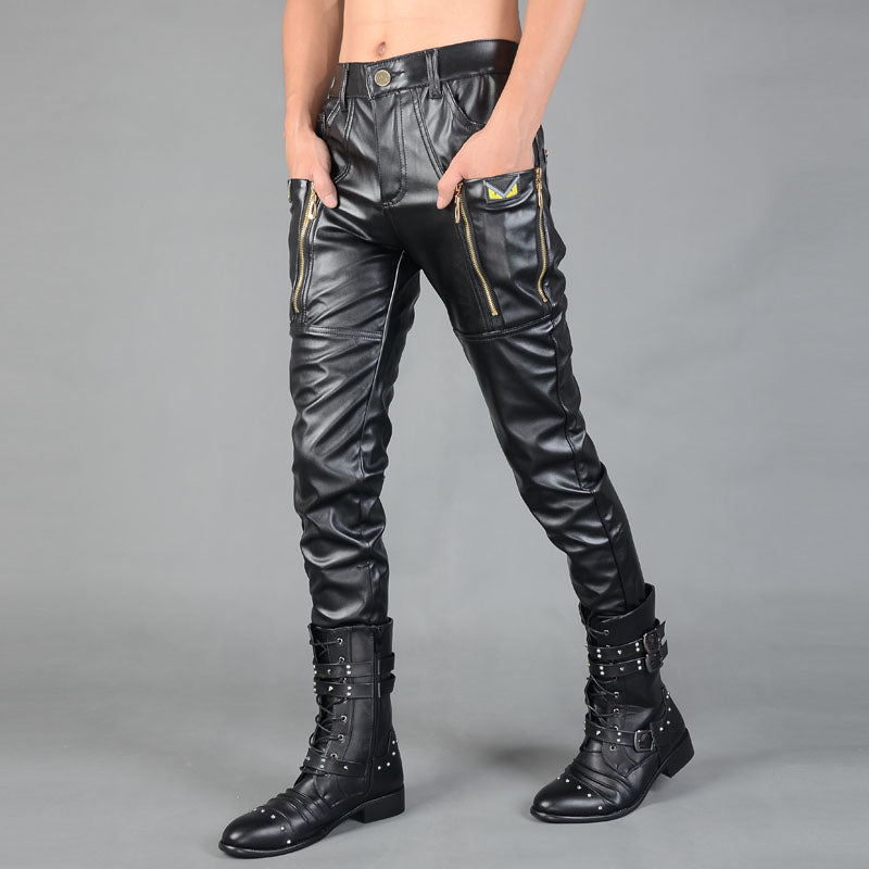 Herren Kunstlederhose mit Reissverschluss