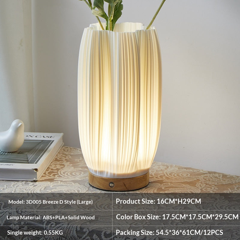 Nordische Nachttischlampe aus massivem Holz mit Ambientebeleuchtung