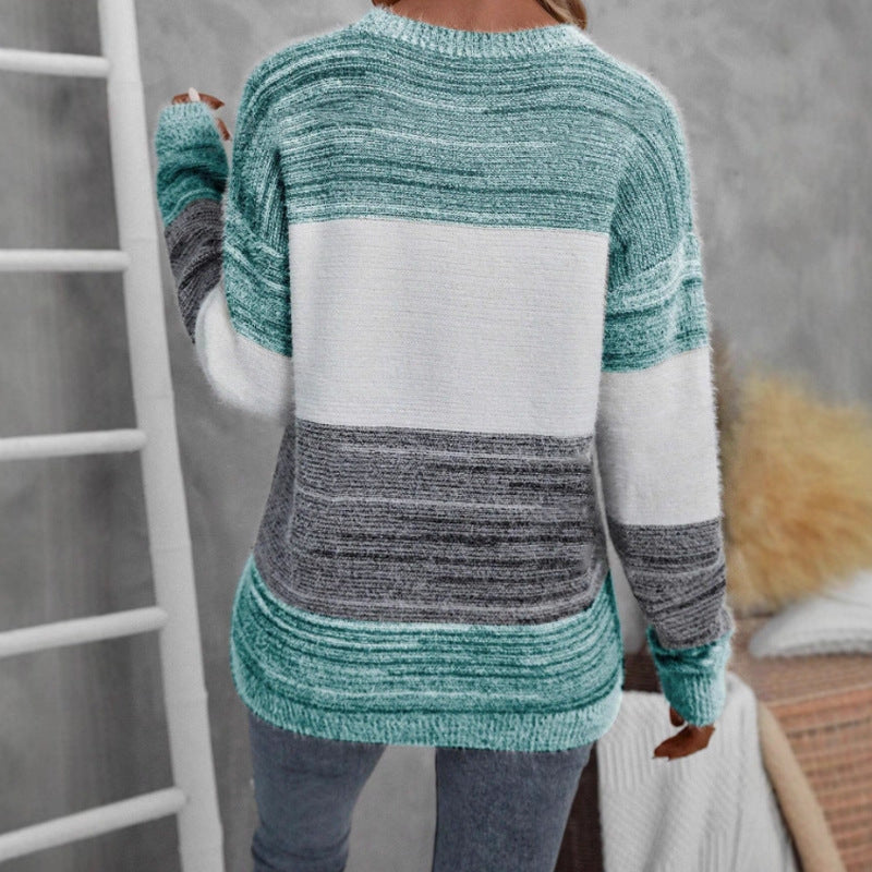 Ombre Color-Block Strickpullover für Damen – Ansicht 7