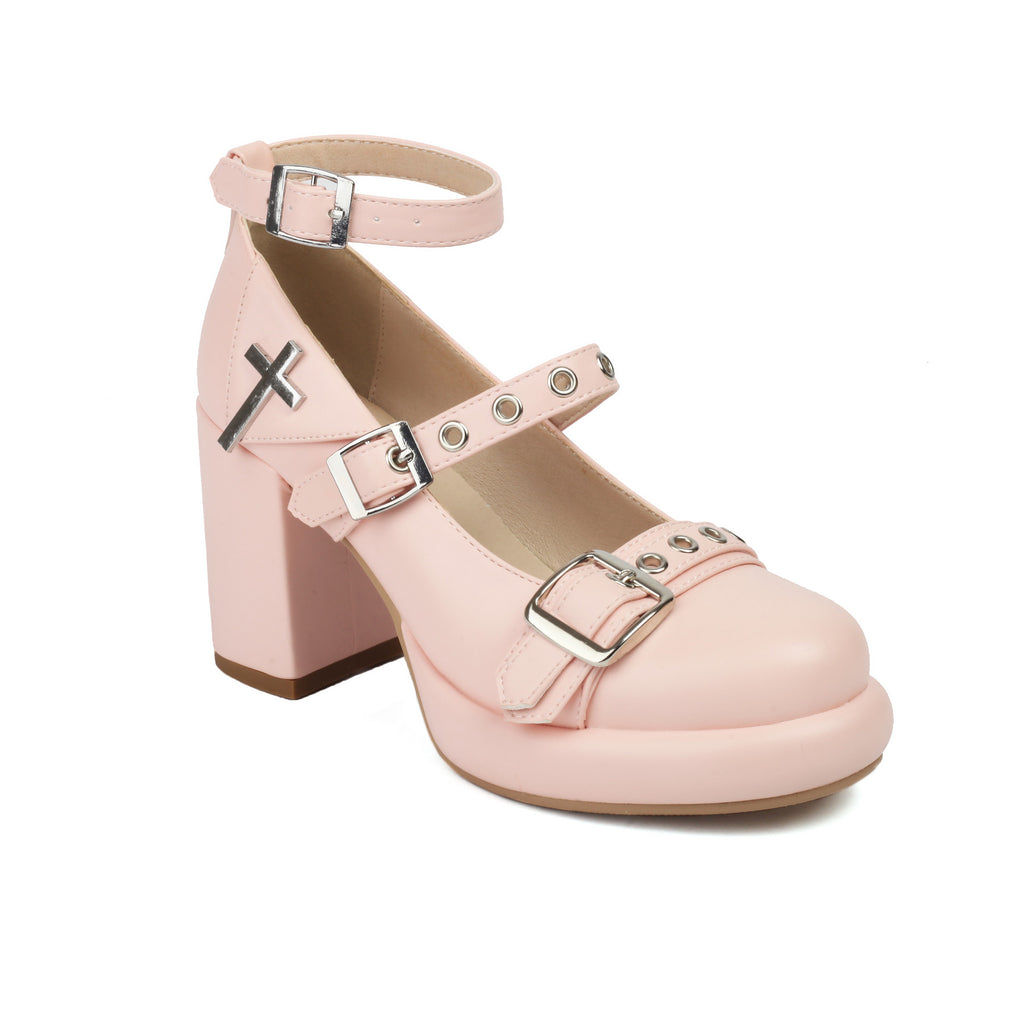 Chunky-Heel Schuhe mit Metallschnallen – Bild 5 | LuxeStyle