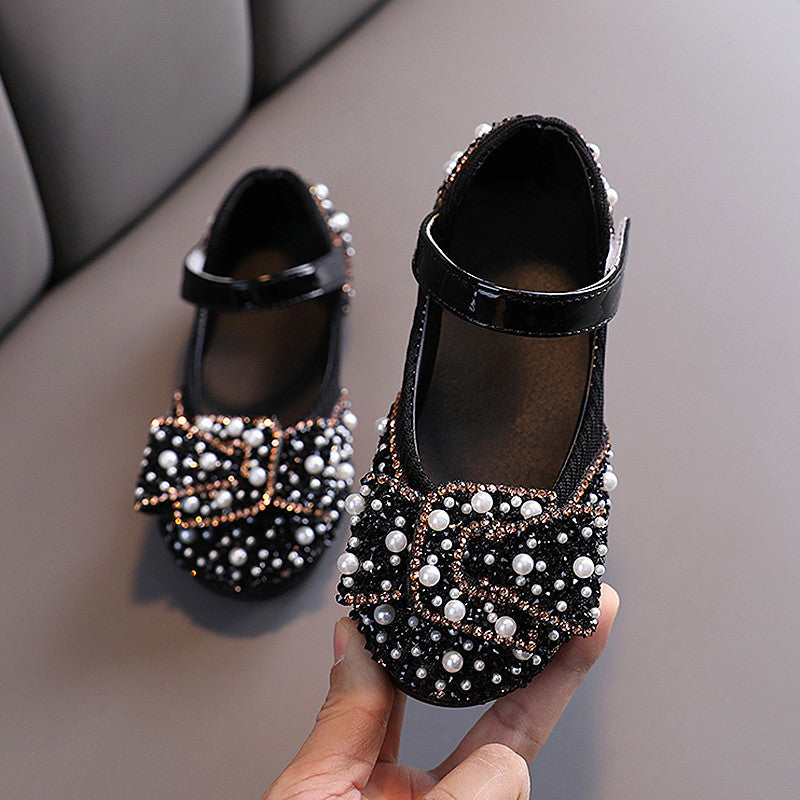 Mädchen Prinzessin Leder-Ballerinas mit Strass-Schleife – Bild 5 | LuxeStyle
